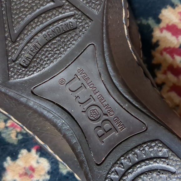 Born Toe Post Brown Leather Wedge Sandals Size 7/38 - Picture 10 of 12